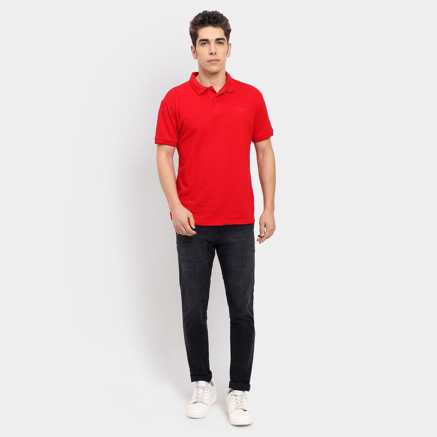Men's Collared Half Sleeves T-Shirt , Red, large image number null