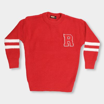 Boys Bright Cherry Red Crew Neck Casual Pullover