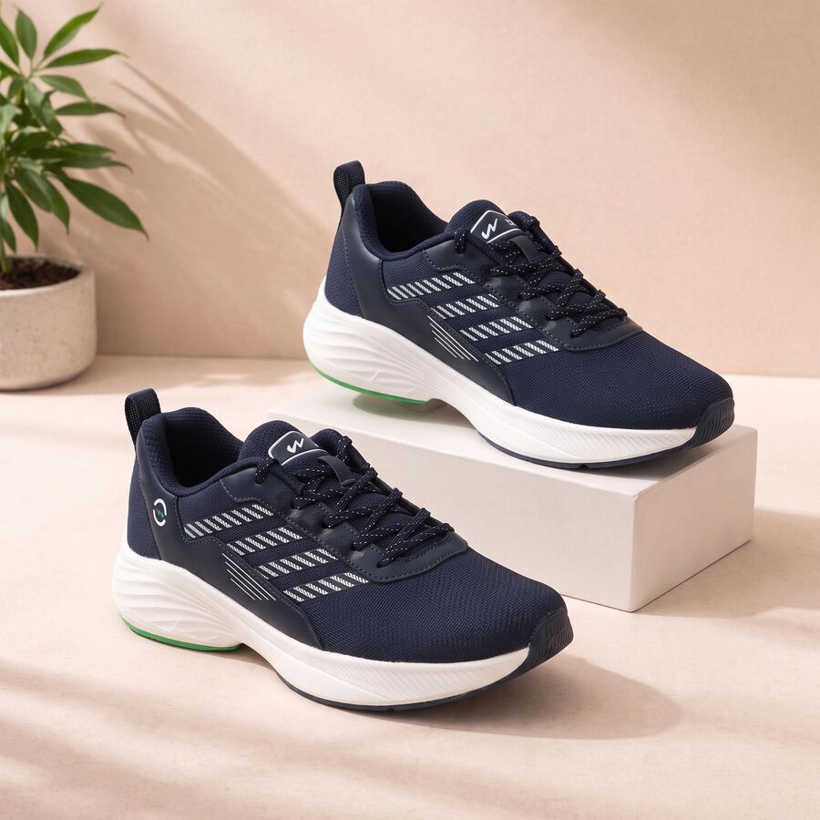 Men's Navy Blue Lace-Up Sneakers, नेवी ब्लू, large