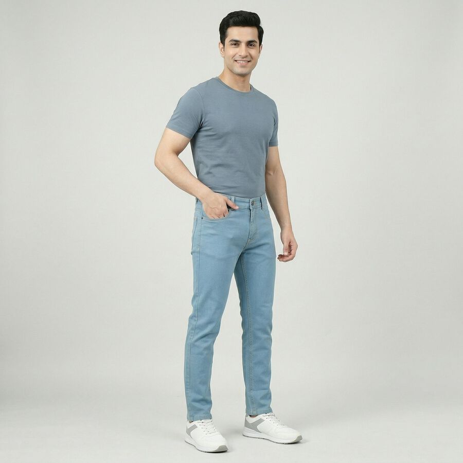 Men's Blue Slim Fit Classic Jeans, Ice Blue, large