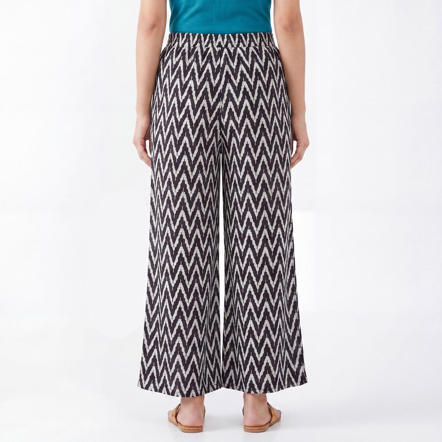 Women's Black Wide-Leg Solid Palazzos, काला, large