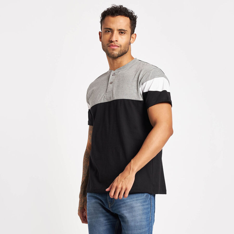 Henley T-Shirt, Black, large image number null