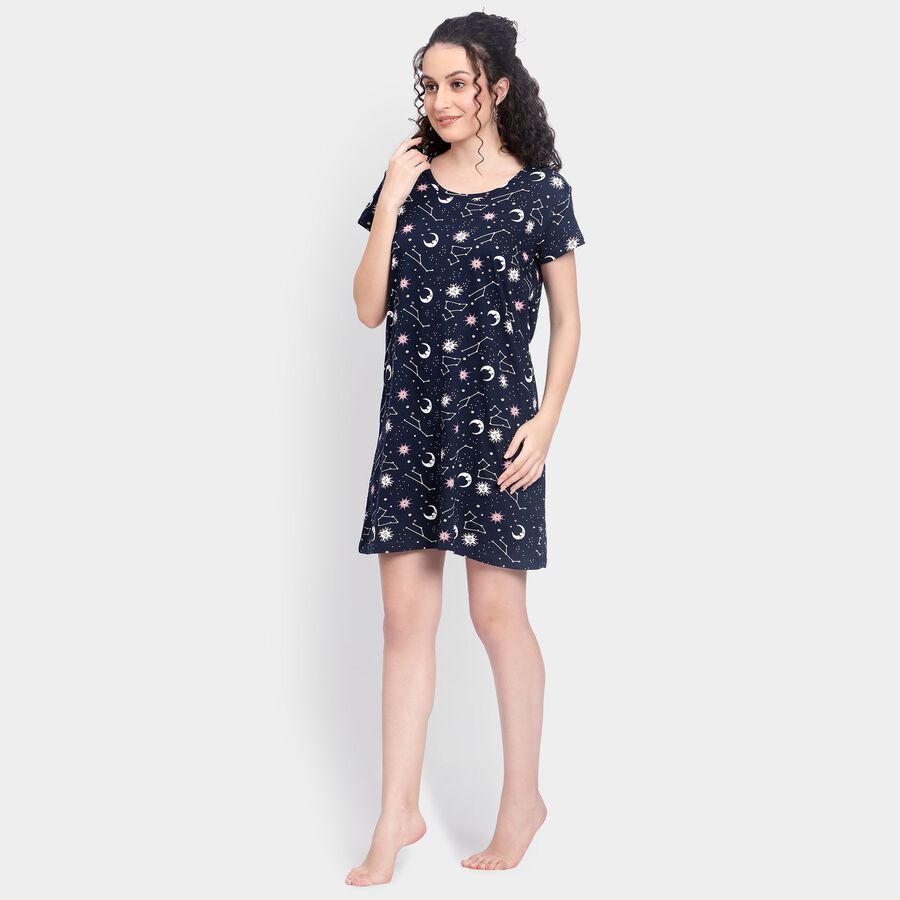 Ladies' Cotton Nighty , नेवी ब्लू, large image number null
