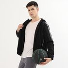 Men's Jet Black Hooded Athleisure Jacket, Black, small image number null