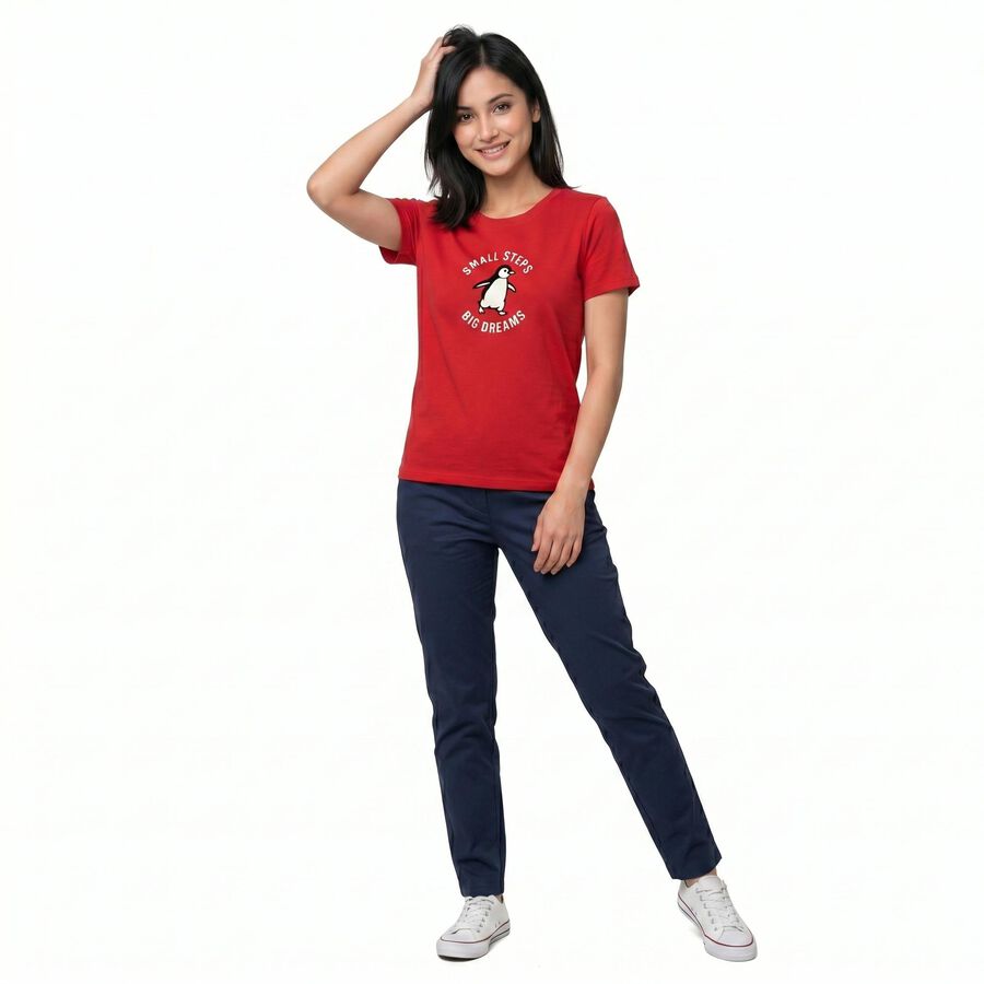 Women's Fuchsia Round Neck Regular T-Shirt, Fuchsia, large