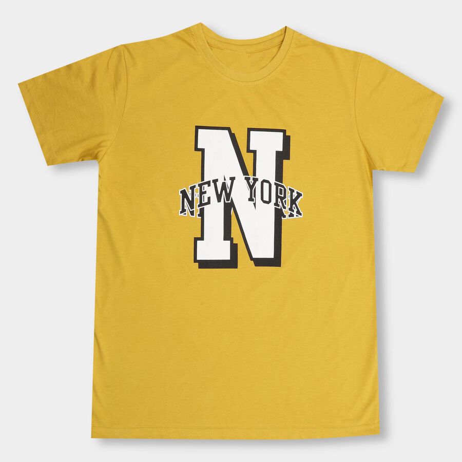 Boys' Half Sleeves T-Shirt , Mustard, large