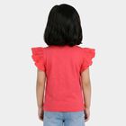 Girls' Pink Cotton Round Neck Casual T-Shirt, Pink, small