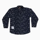 Boys Deep Midnight Navy Blue Cotton Full Sleeve Classic Casual Shirt, Navy Blue, small image number null