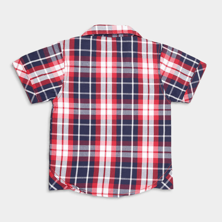 Infants Checks Regular Collar Shirt, Red, large image number null