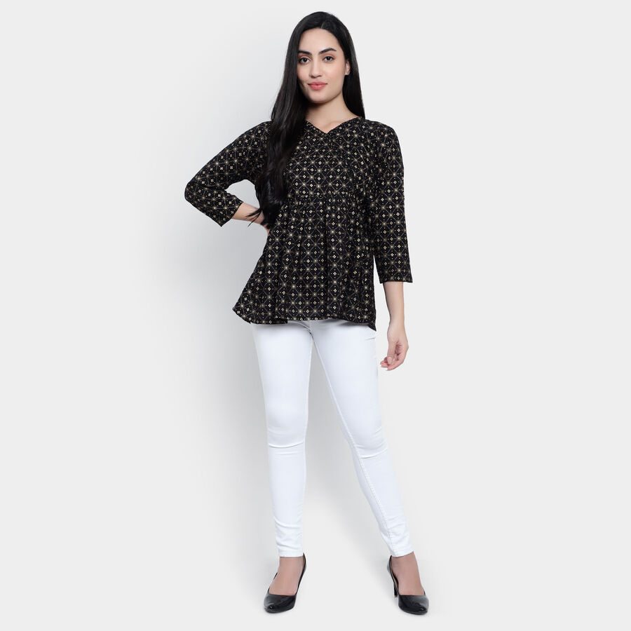 All Over Print A Line Kurti, काला, large image number null