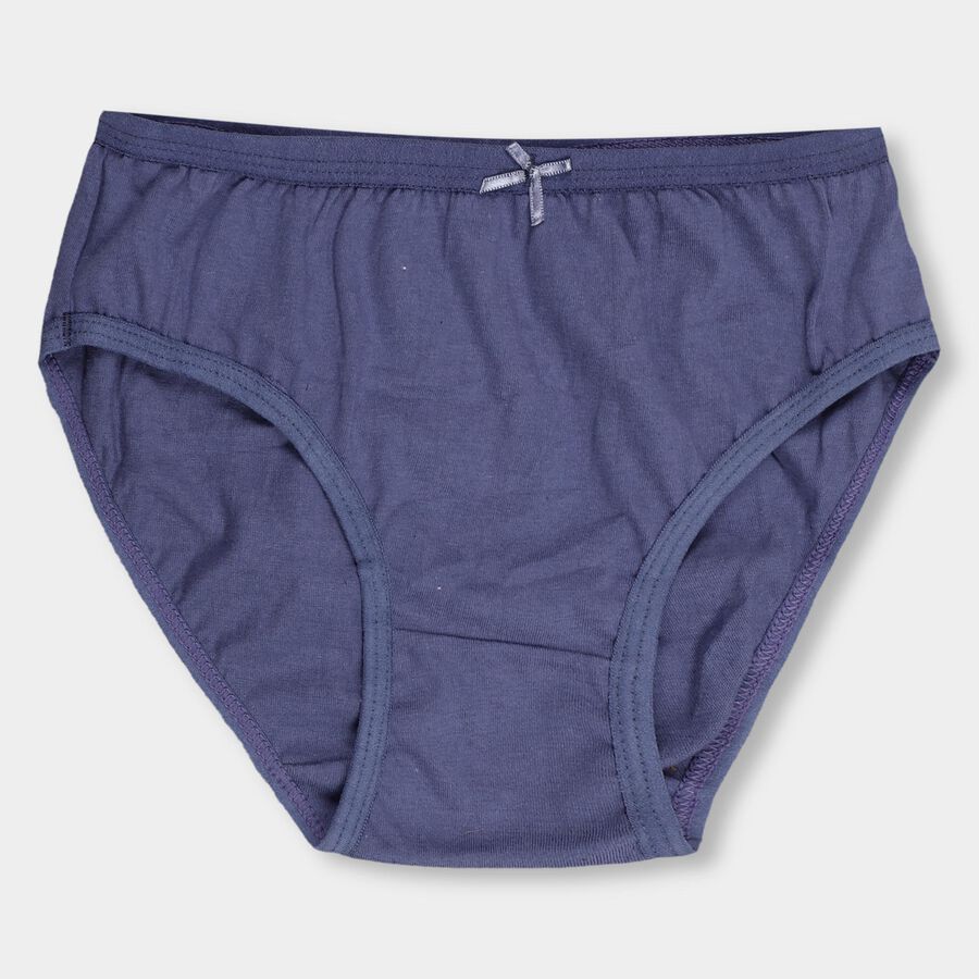 Girls' Muted Dusty Pink And Deep Midnight Blue V-Cut Printed And Solid Panty, Dark Blue, large image number null