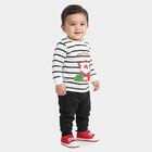 Infants' Charcoal 100% Cotton Round Neck Graphic Print Baba Suit, Charcoal, small
