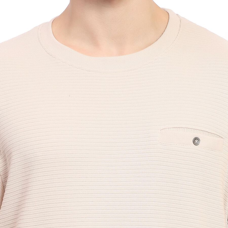 Men's Round Neck Half Sleeves T-Shirt , Beige, large image number null