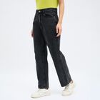 Women's Washed Black Regular Fit High-Rise Jeans, काला, small image number null
