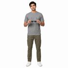 Men's Grey Cotton Round Neck Regular T-Shirt, Light Grey, small