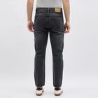 Men's Charcoal Black Straight Fit Stone-Wash Jeans, Dark Grey, small image number null