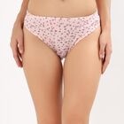 Women's Light Pink Regular Fit Floral Bikini Panty, Peach, small