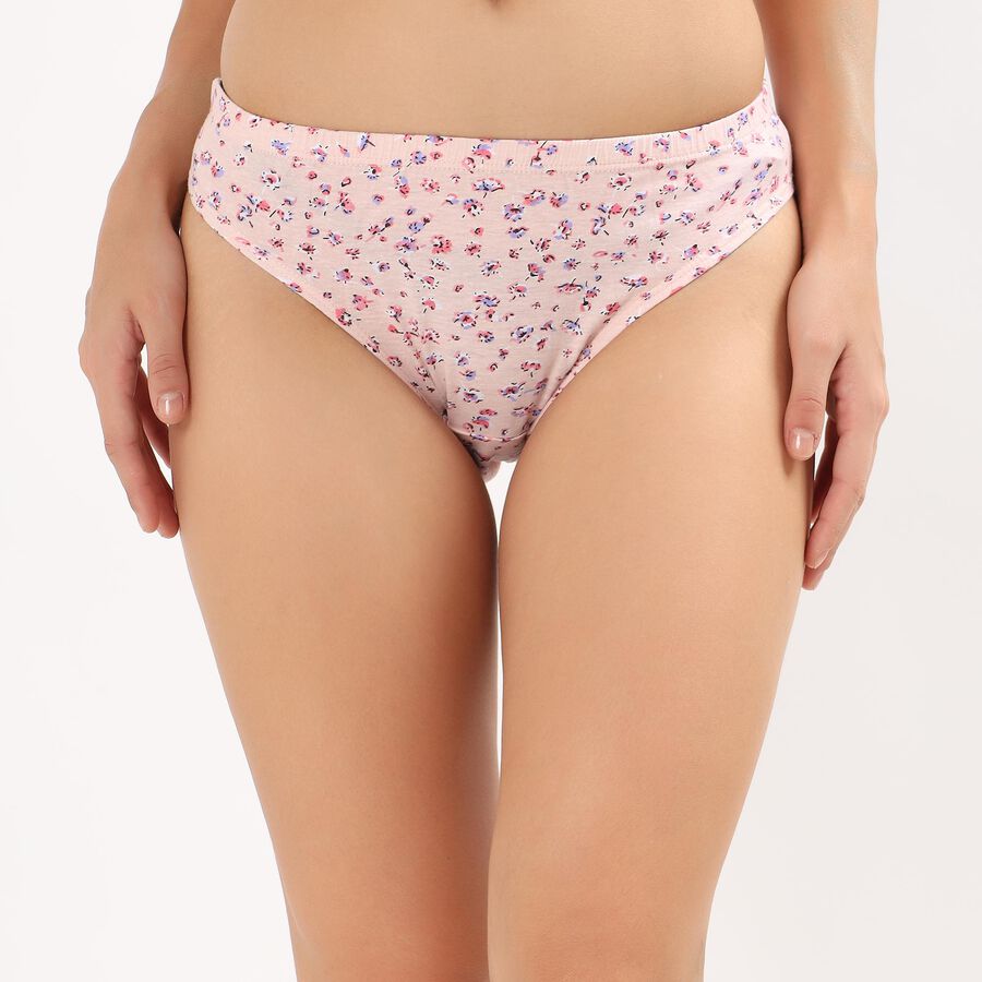 Women's Light Pink Regular Fit Floral Bikini Panty, Peach, large