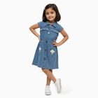 Girls' Light Denim Blue Button-Down Sleeveless Frock, Light Blue, small