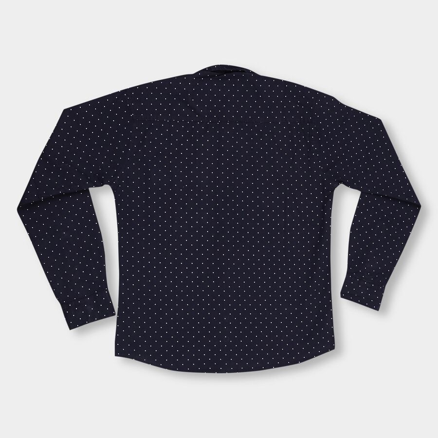 Boys' Deep Midnight Navy Blue Cotton Classic Casual Shirt, Navy Blue, large image number null