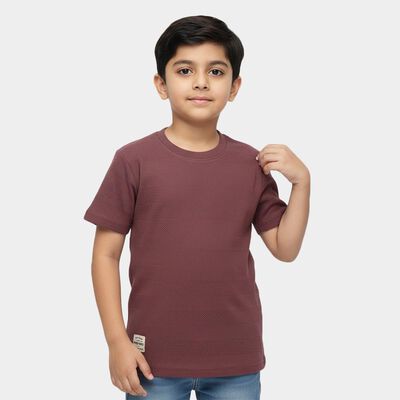 Boys' Soft Rose Pink Crew Neck Graphic Printed Half Sleeves T-Shirt