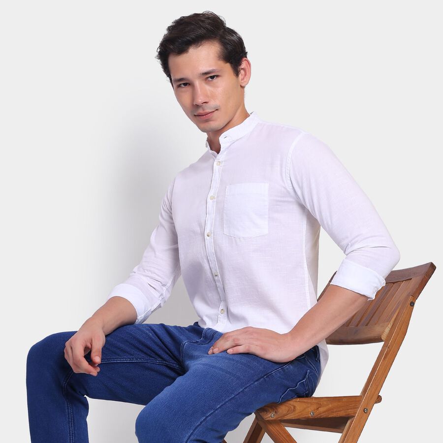 Men's Cotton Casual Shirt, White, large image number null
