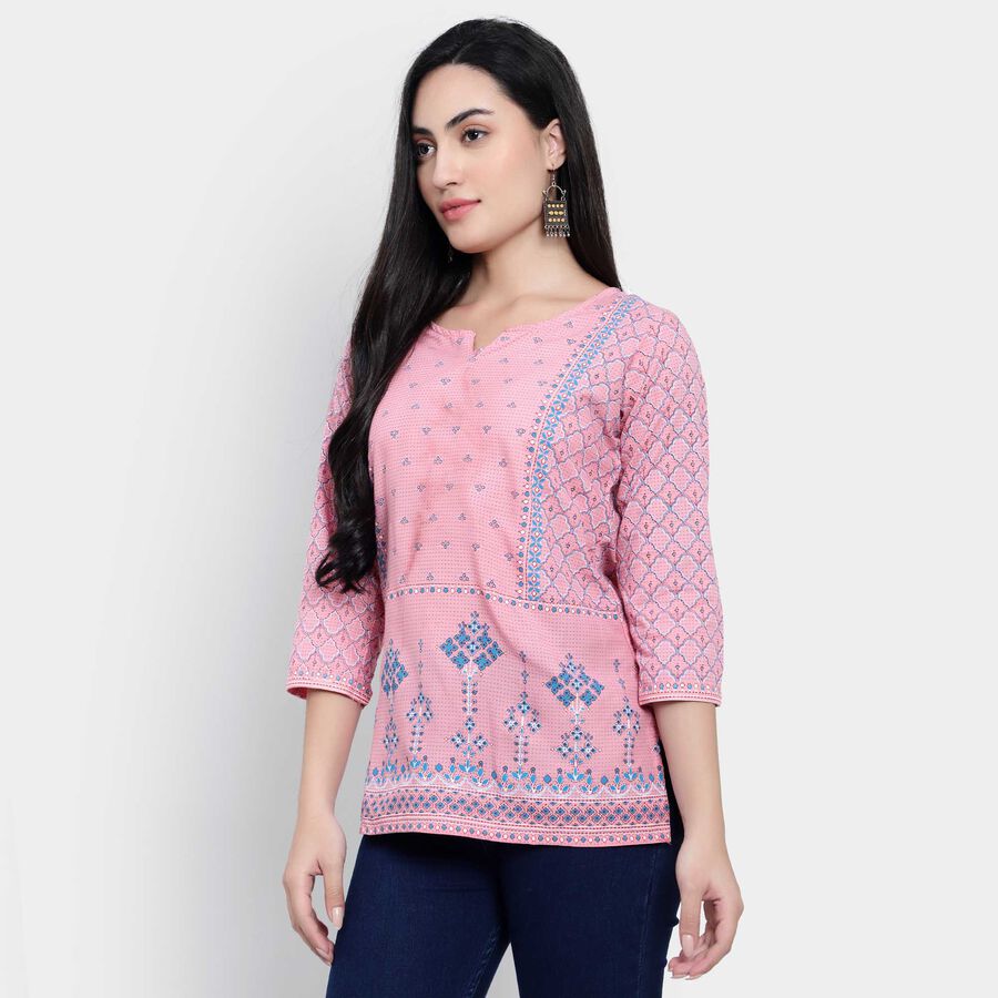 All Over Print Straight Kurti, Pink, large image number null