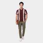 Men's Wine Polo Neck Striped Polo T-Shirt, वाइन, small