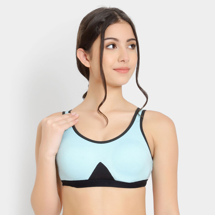 Solid Non-Padded Push Up Bra, Aqua, large image number null