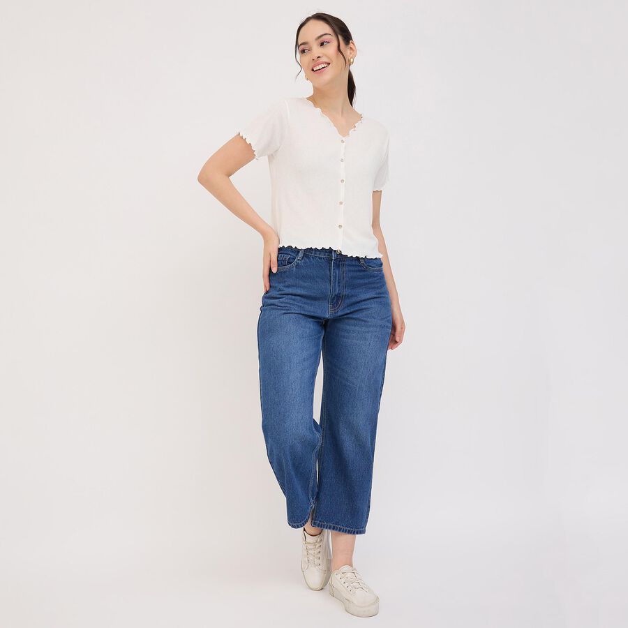 Ladies' 100% Cotton Jeans, Mid Blue, large image number null