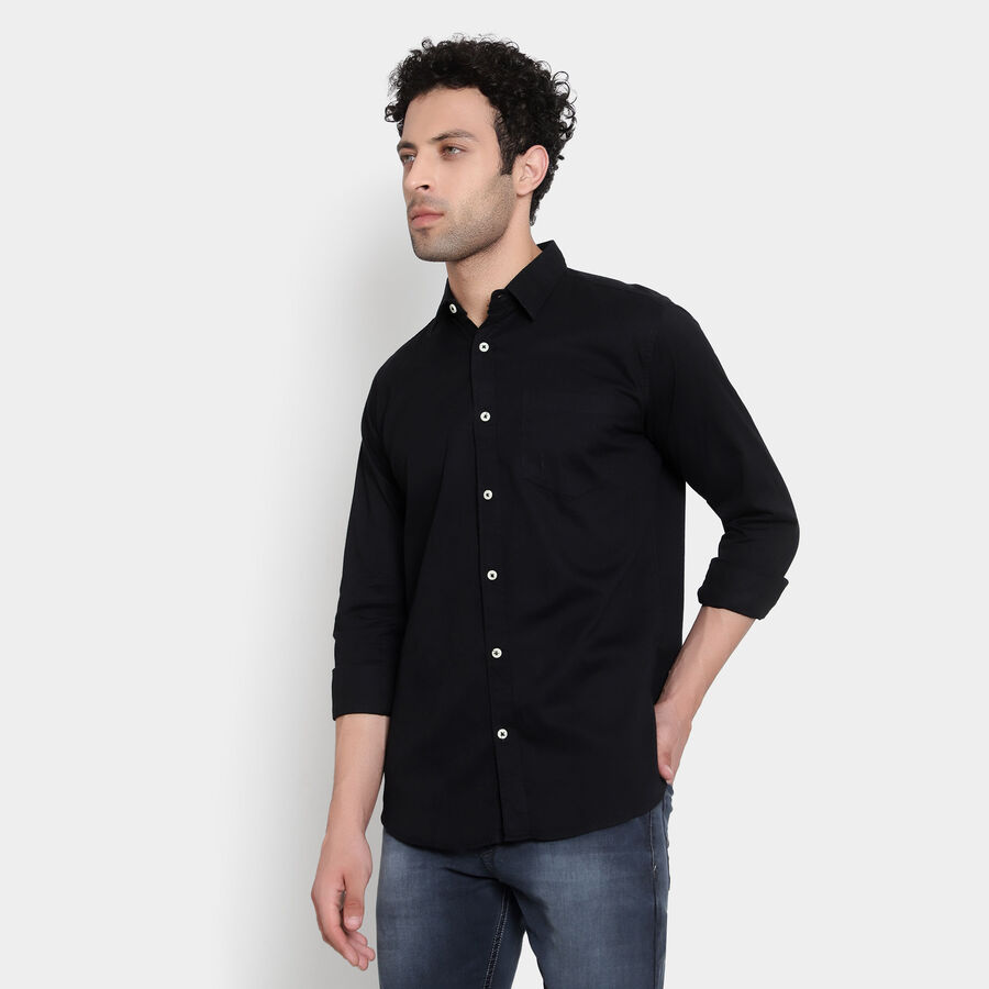 Cotton Solid Formal Shirt, Black, large image number null