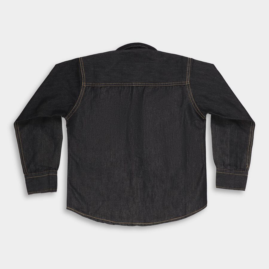 Boys Dark Charcoal Grey Classic Casual Shirt, Dark Grey, large image number null