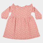 Infants' Pink Heart Printed Fit and Flare Frock, Light Pink, small