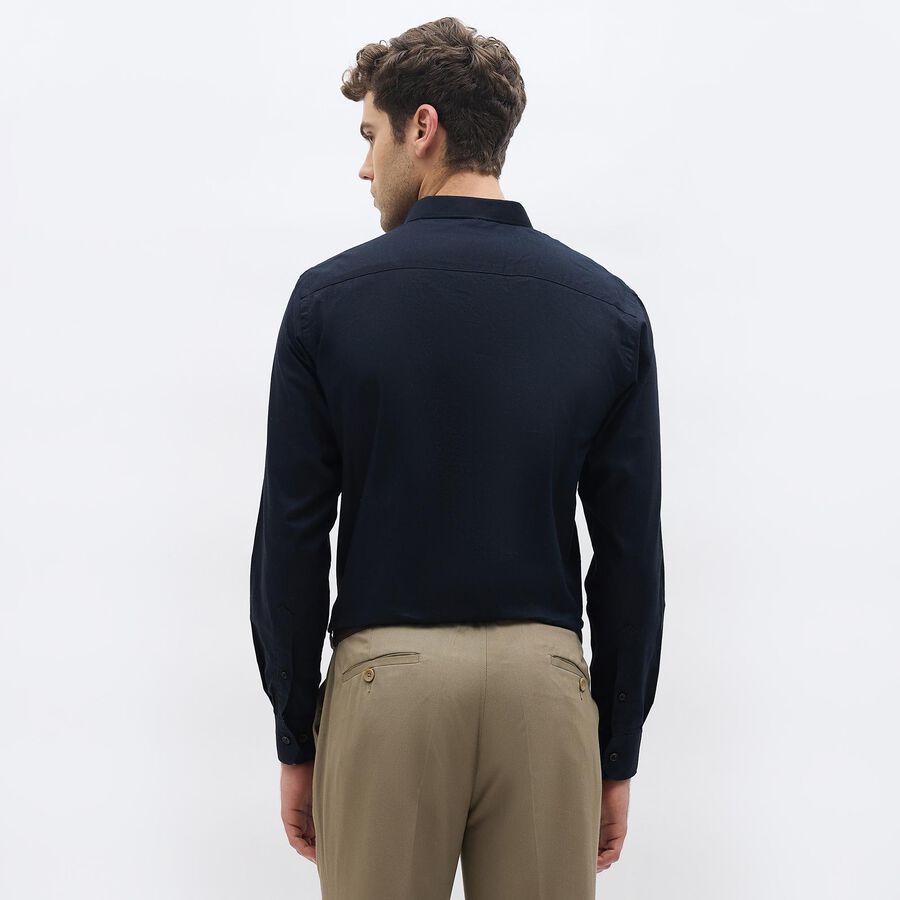 Men's Jet Black Cotton Spread Collar Formal Shirt, काला, large image number null