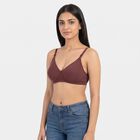Women's Brown Cotton Blend V Neck Bralette Bra, भूरा, small