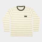 Boys' Off White Round Neck Regular T-Shirt, Off White, small