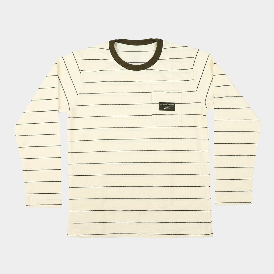 Boys' Off White Round Neck Regular T-Shirt, Off White, large