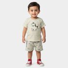 Infants' Grey Cotton Round Neck Zebra Graphic Print Baba Suit, Light Grey, small