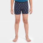Boys Navy Blue Regular Fit Printed Trunks, नेवी ब्लू, small