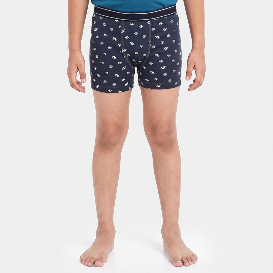 Boys Navy Blue Regular Fit Printed Trunks, नेवी ब्लू, large