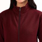 Women's Deep Burgundy High Neck Casual Sweatshirt, वाइन, small image number null