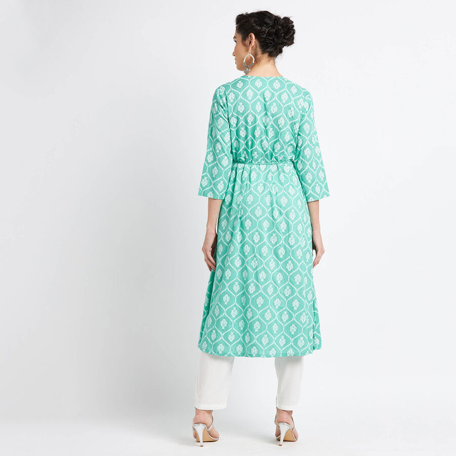 Printed 3/4Th Sleeves Kurta, Light Green, large image number null