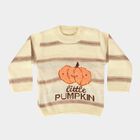 Infants' Beige Crew Neck Printed Pullover, गहरा पीला, small