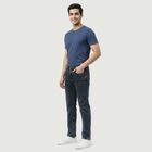 Men's Navy Blue Slim Fit Washed Jeans, Dark Blue, small