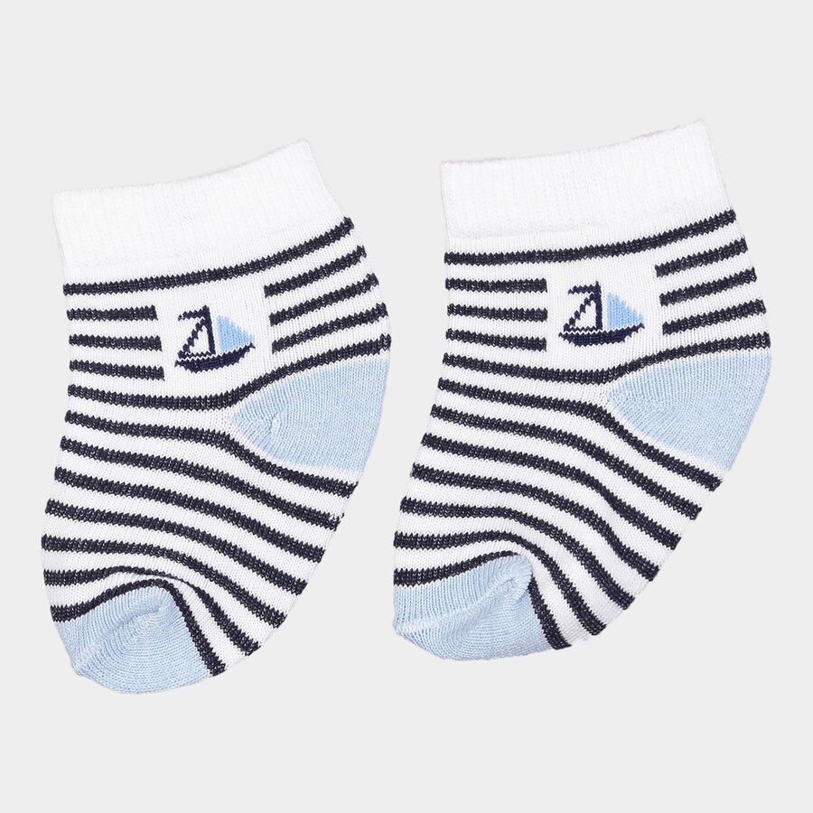 Infants Cotton Stripes Socks, White, large image number null