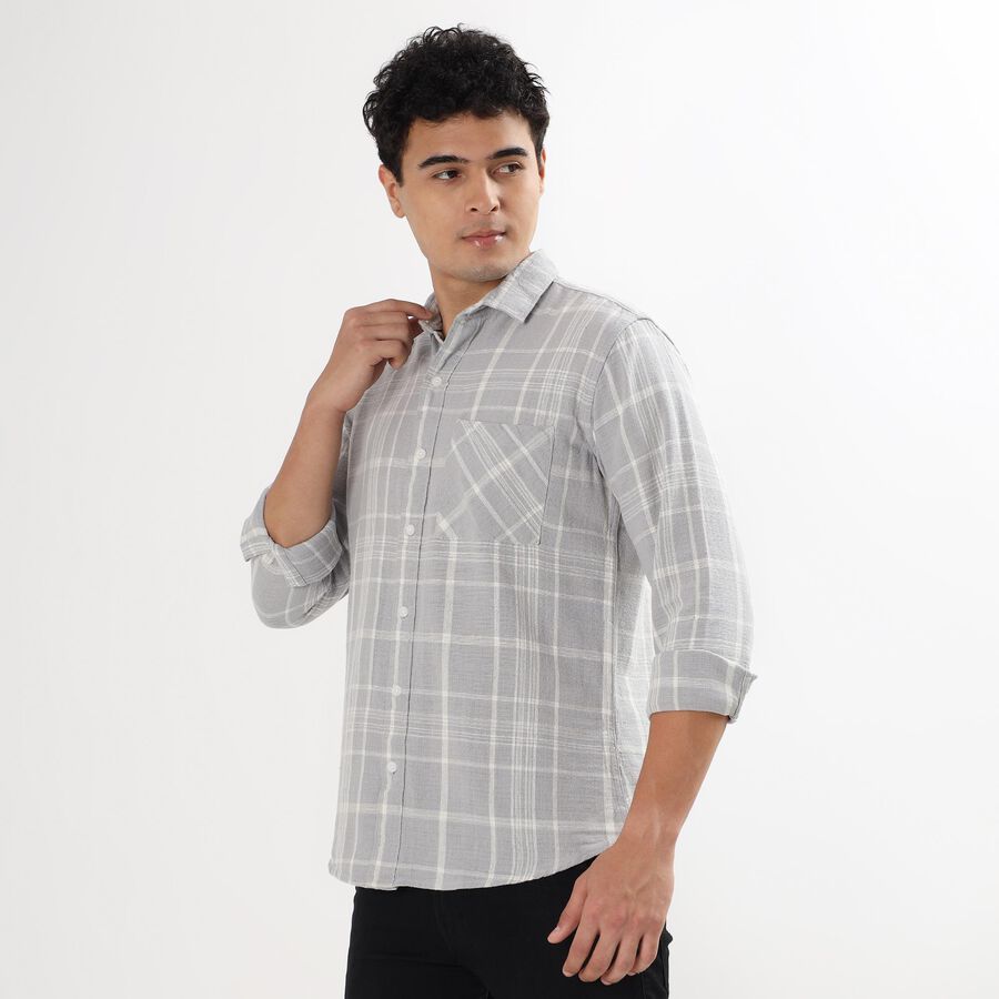 Men's 100% Cotton Casual Shirt , Light Grey, large image number null