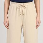 Women's Beige Wide Leg Drawstring Track Pants, Beige, small