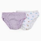 Girls' Lavender and White Printed Mid Rise Briefs - Pack of 2, White, small image number null
