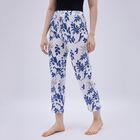 Women's Bright White Floral Printed Elastic Waist Pyjama, White, small image number null