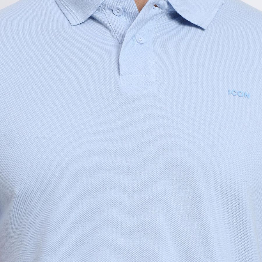 Men's Collared Half Sleeves T-Shirt, Light Blue, large image number null